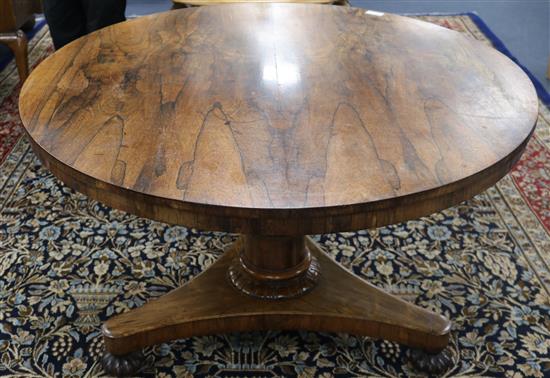 A William IV rosewood breakfast table W.121cm
